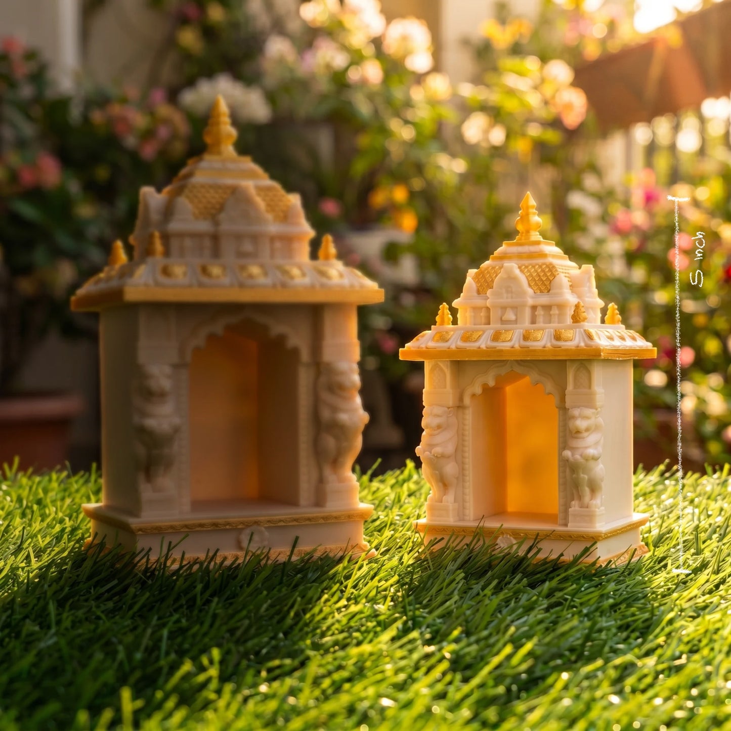White & Gold Mandapam Miniature | Devotional Mini Temple Display Series