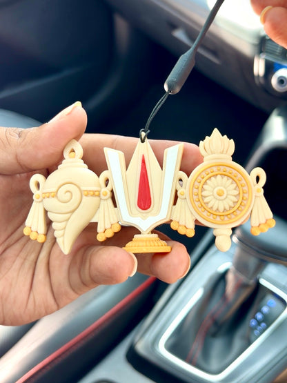 TIRUPATI – Shankha Chakra Namam Car Hang (IVORY)