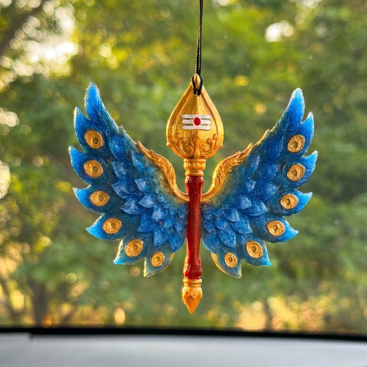 Mayil Vel - Flying Vel Car Hanging Figurine – Glass Blue Edition