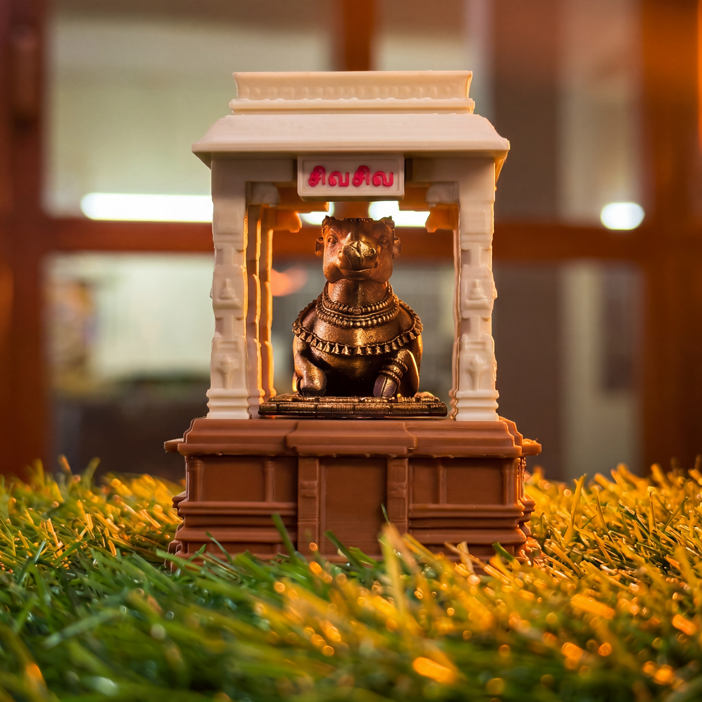 Miniature Periya Nandi – Tanjavur Inspired Manjal Kumkum Holder (3 Inch)