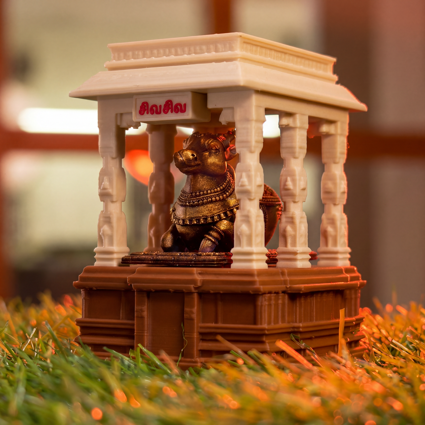 Miniature Periya Nandi – Tanjavur Inspired Manjal Kumkum Holder (3 Inch)