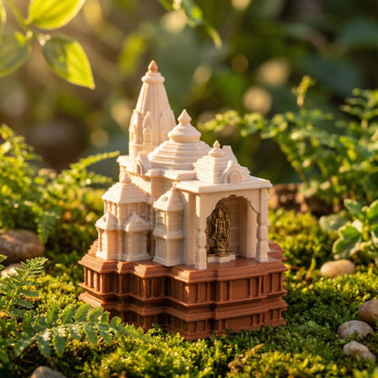 Ayodhya Inspired Ram Temple Miniature with Ram Lalla – With Sindoor Holder (5 Inch Ht)
