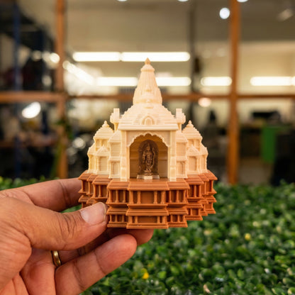 Ayodhya Inspired Ram Temple Miniature with Ram Lalla – With Sindoor Holder (5 Inch Ht)
