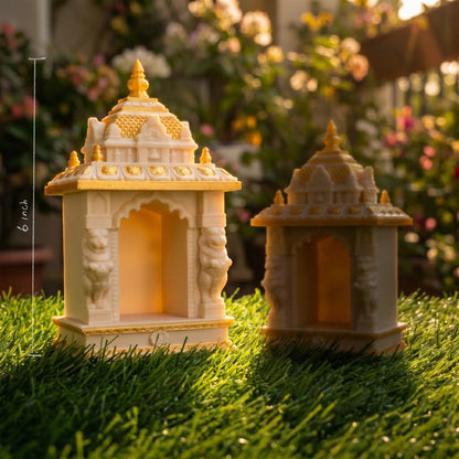 White & Gold Mandapam Miniature | Devotional Mini Temple Display Series