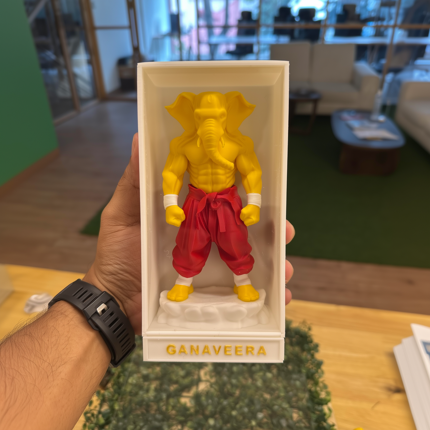 Ganaveera Figu Red 3D Warrior Ganesha Figurine